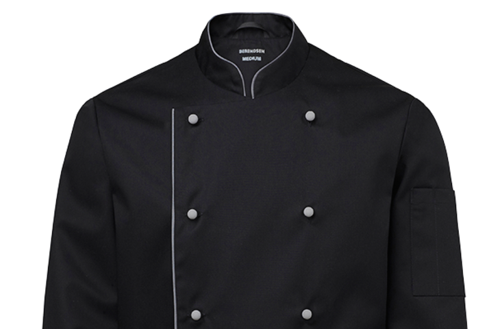 Berufsbekleidung Catering Kochjacke schwarz mit Steckknöpfen