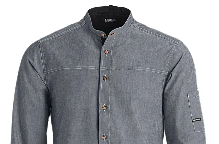 berufsbekleidung catering kochhemd chambray-grau-schwarz