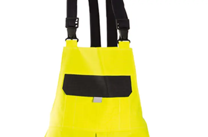 Berufsbekleidung Warnschutz Latzhose in hivis gelb-marine