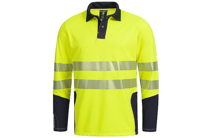 Berufsbekleidung Warnschutz Poloshirt in hivis gelb-marine