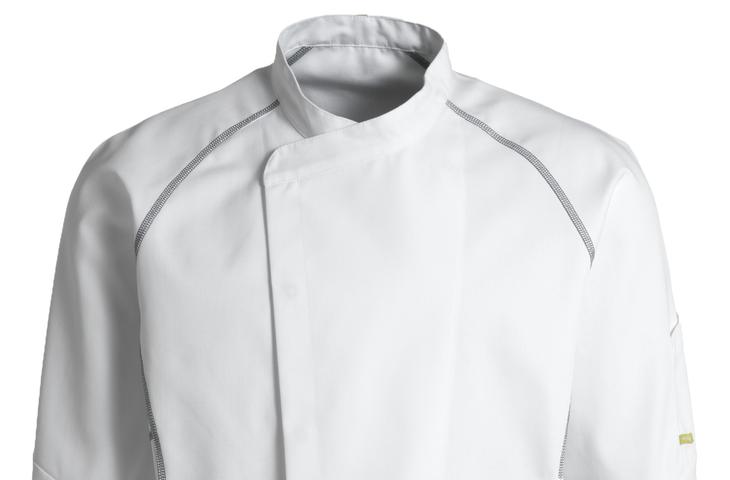 Berufsbekleidung Weiße Kochjacke mit grauer Paspel