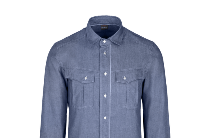 Berufsbekleidung Hemd mit angedeutet Brusttaschen in Denim Blau