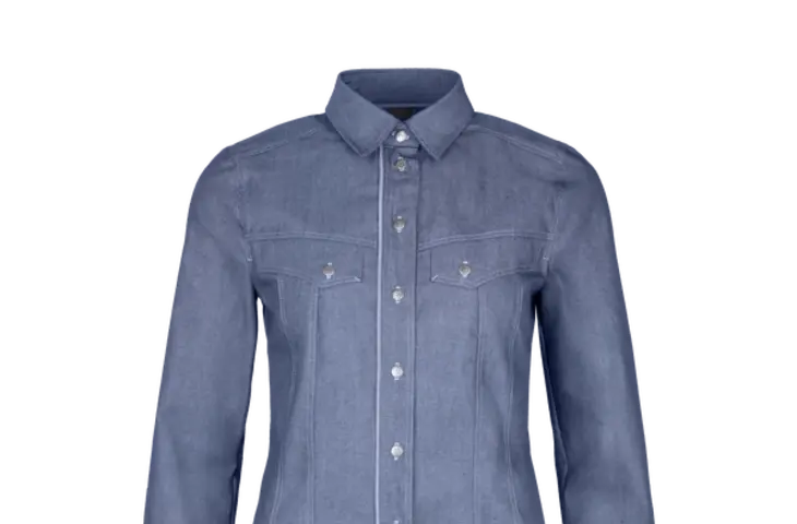 Berufsbekleidung Bluse mit angedeutet Brusttaschen in Denim Blau