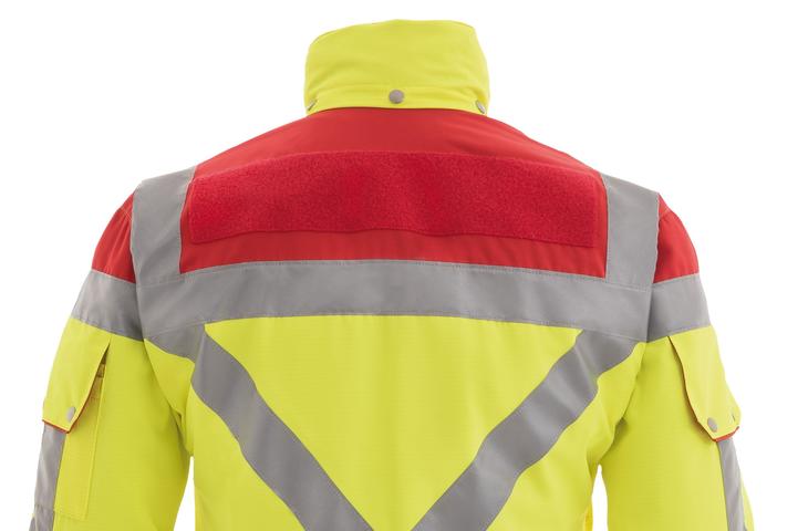 Hardshelljacke für Rettungsdienste, highvis gelb-rot-Rückseite