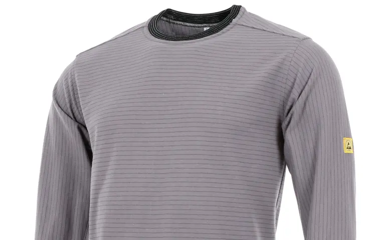 ESD Pique Langarmshirt in hellgrau von Alsico