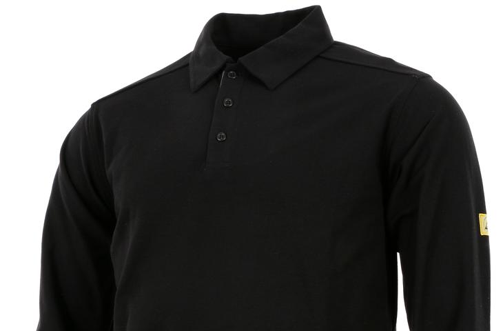 ESD Pique Langarmpoloshirt in schwarz von Alsico
