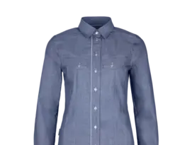 Berufsbekleidung Bluse mit angedeutet Brusttaschen in Denim Blau