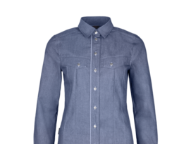 Berufsbekleidung Bluse mit angedeutet Brusttaschen in Denim Blau