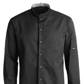 berufsbekleidung catering kochhemd schwarz-chambray-grau
