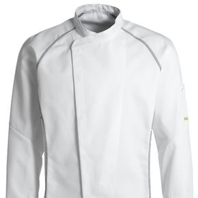 Berufsbekleidung Weiße Kochjacke mit grauer Paspel