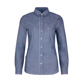 Berufsbekleidung Bluse mit angedeutet Brusttaschen in Denim Blau